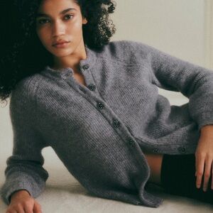 Sézane Othello Gray Women's Sweater Cardigan XXXL New